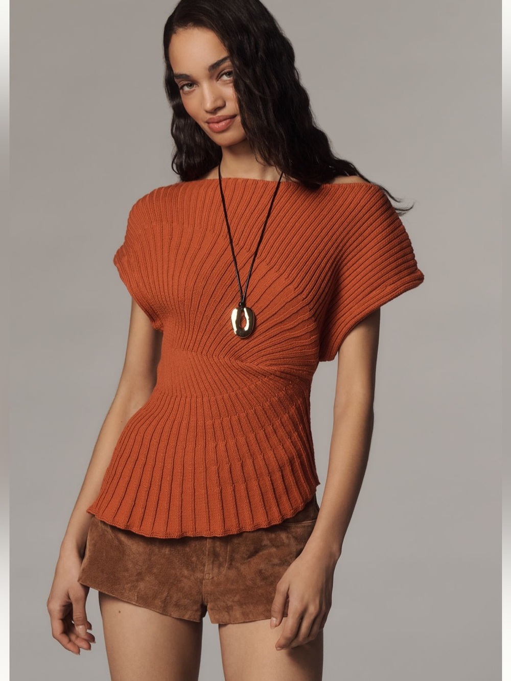 ANTHROPOLOGIE Celia Asymmetric Ribbed Sweater - Bone